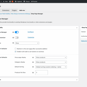 Free shop page manager Free Admin Functionality
