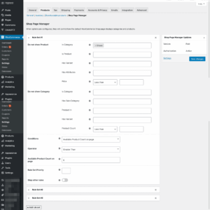 Free shop page manager woocommerce ruleset
