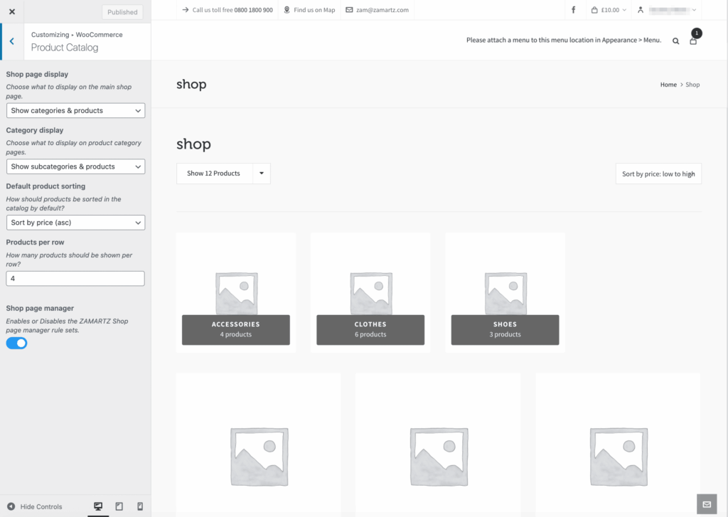 Advanced shop page manager visual customizer activation