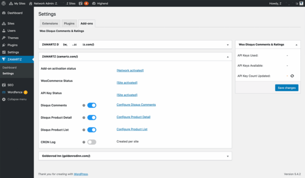 discus for wooCommerce network settings