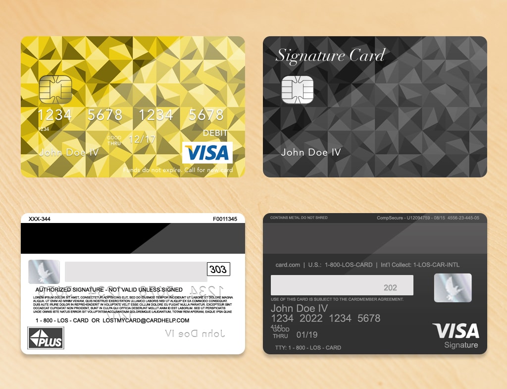 Bank Card Template Plus Light Wood Grain