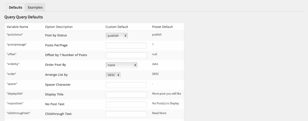 query query admin default