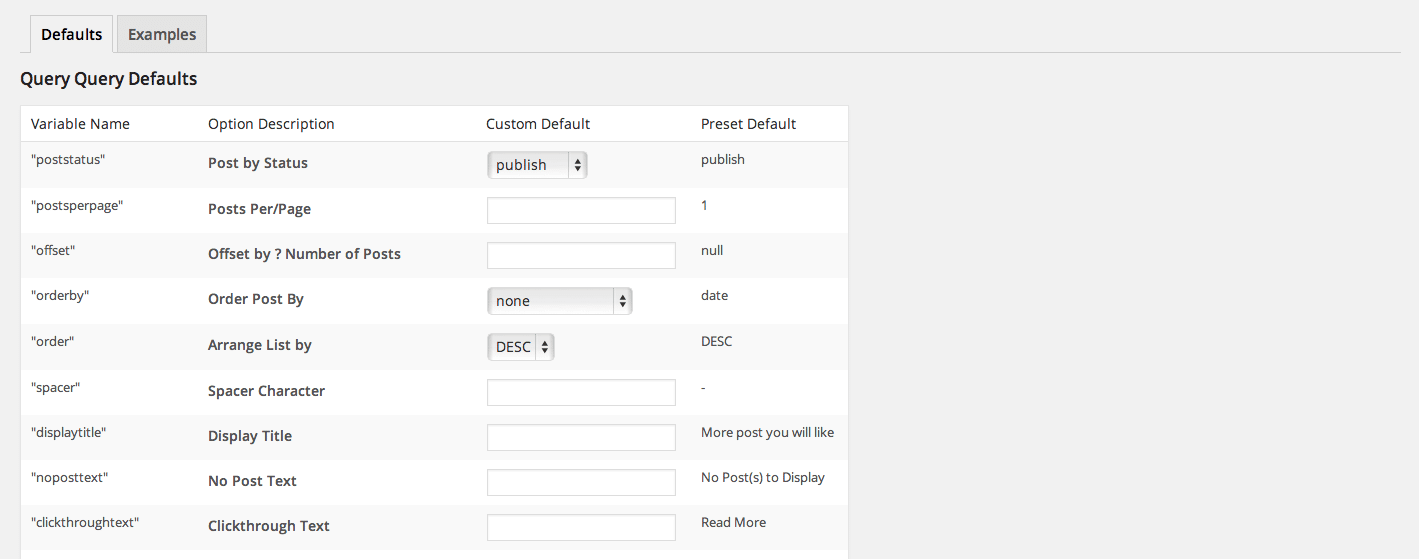 query query admin default
