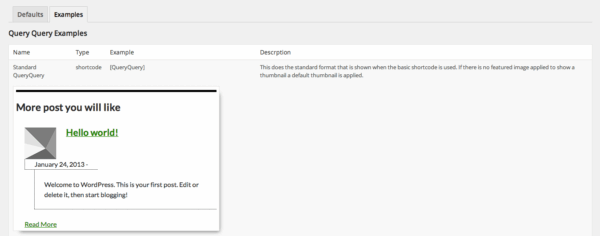 query query admin examples