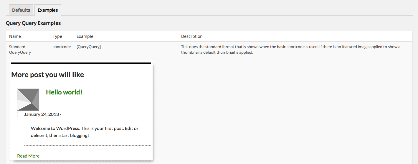 query query admin examples