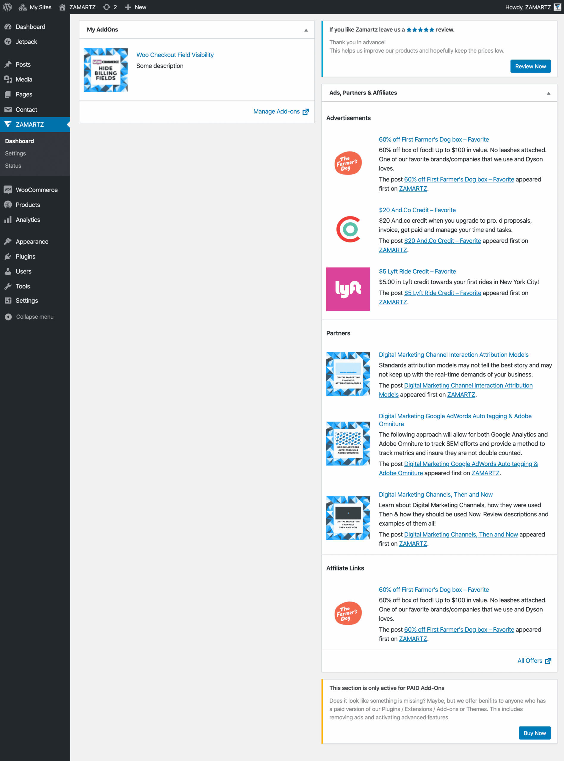 3 Free Site Dashboard