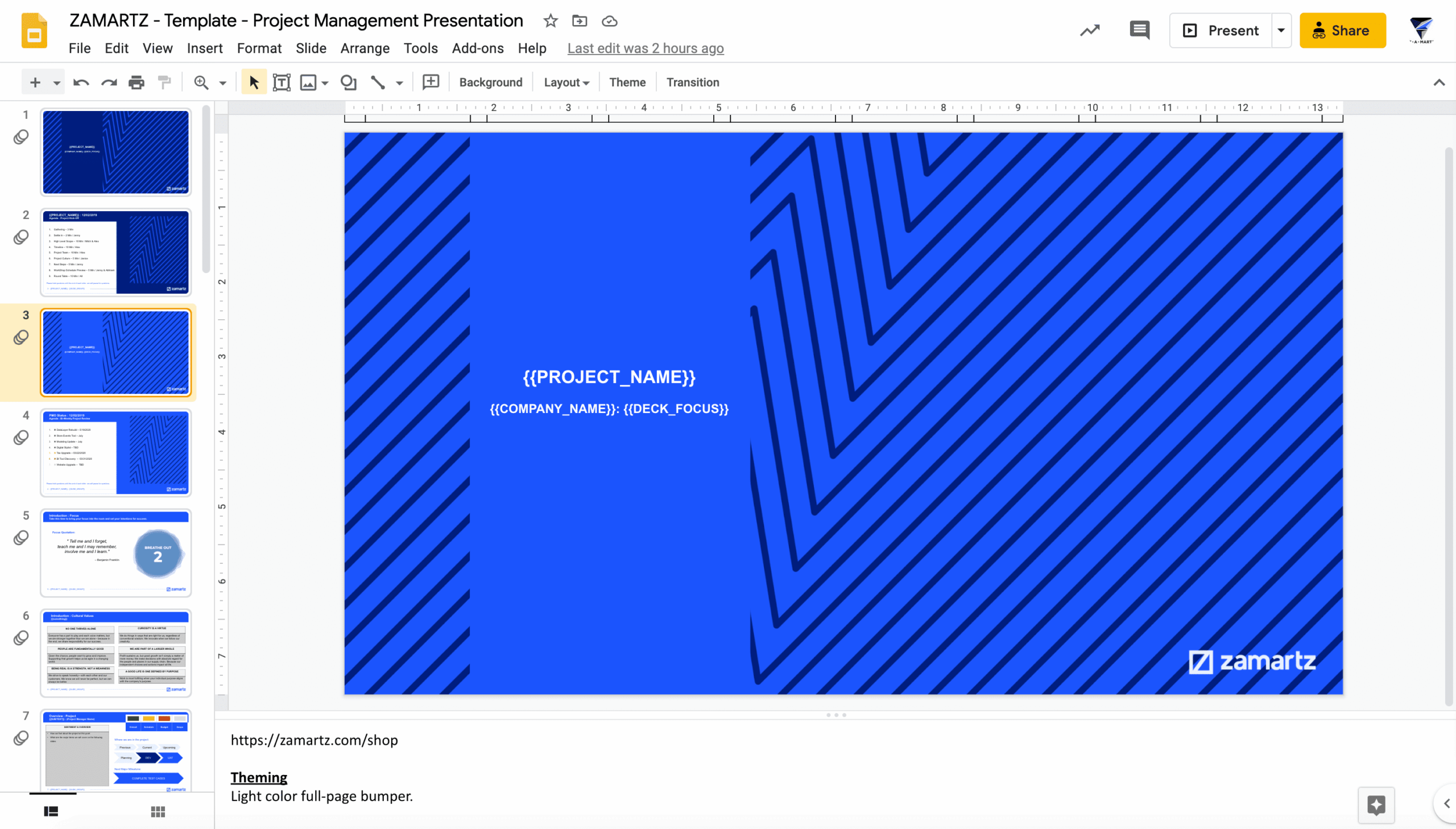 zamartz project management-presentation deck intro slide